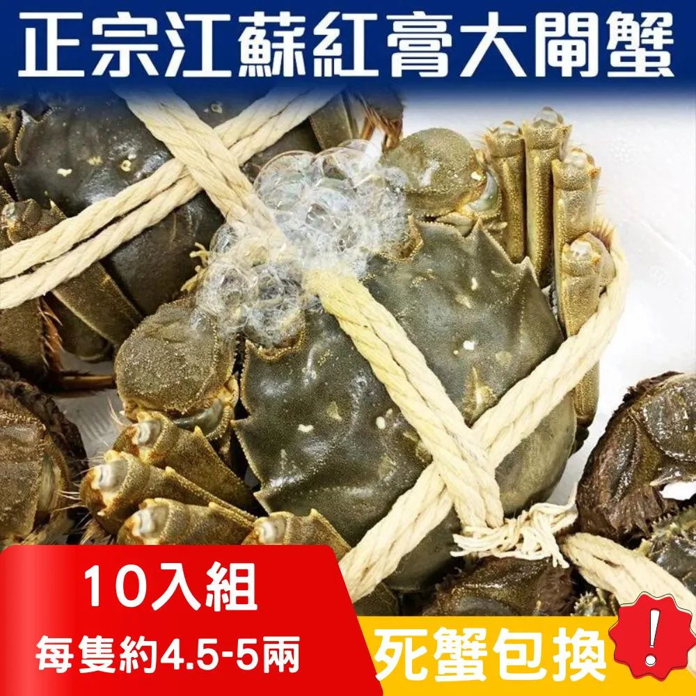 【RealShop 真食材本舖】正宗活體江蘇紅膏大閘蟹 2A級(5.7~6.2兩)/10隻入 歷史價格詳細信息