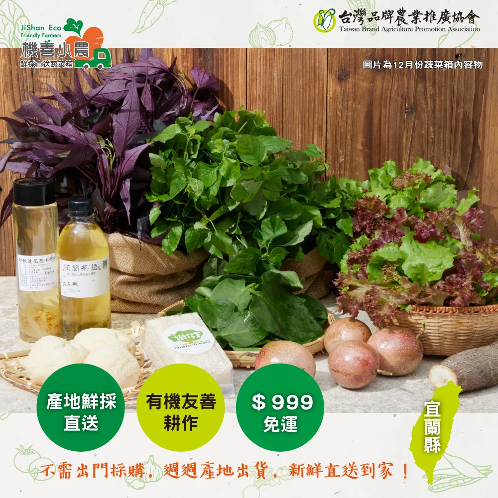 【機善小農_蔬菜箱】宜蘭縣_12件(有機友善/產地鮮採直送/支持家鄉好農產) 歷史價格詳細信息