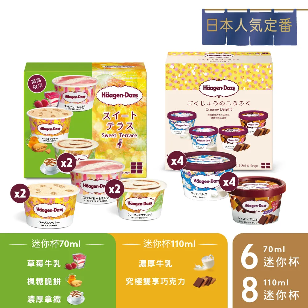 【哈根達斯-冷凍宅配】日本限定_雪酥Ｘ迷你杯之戀12入組 內含限量帆布袋 歷史價格詳細信息