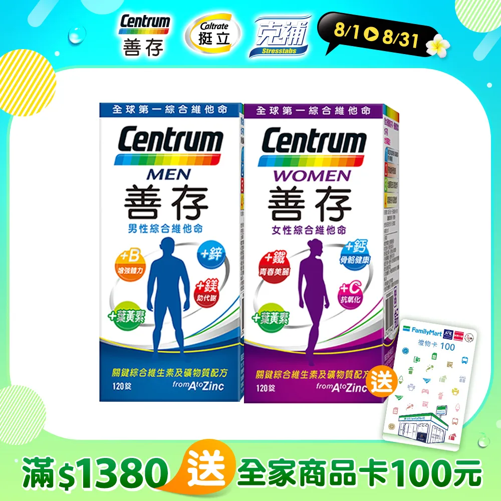 善存男性+女性綜合維他命 (120錠x2瓶) 歷史價格詳細信息