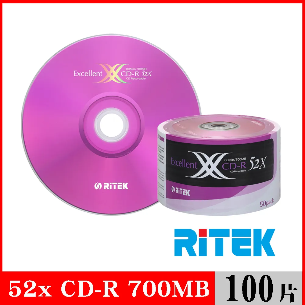 RITEK錸德 52X CD-R白金片 X版/50片裸裝 歷史價格詳細信息