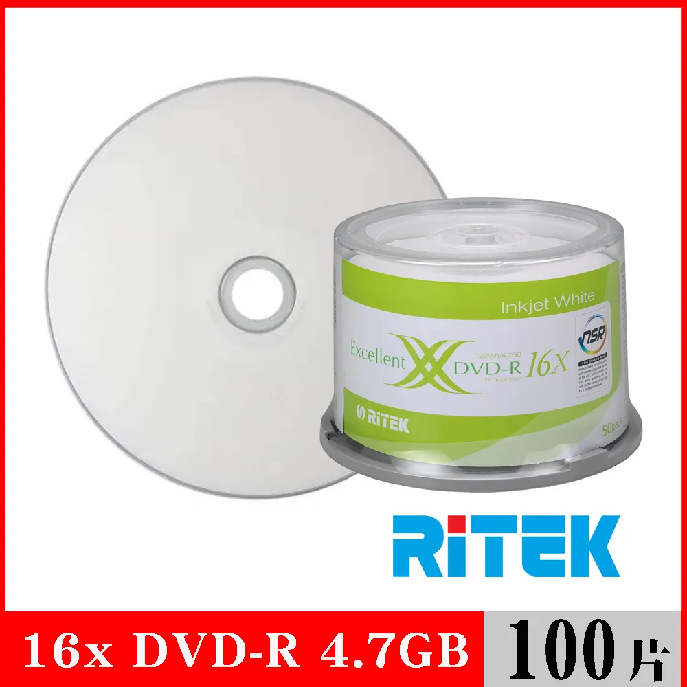 RITEK錸德 16X DVD-R 4.7GB 頂級鏡面相片防水可列印式/100片布丁桶裝 歷史價格詳細信息