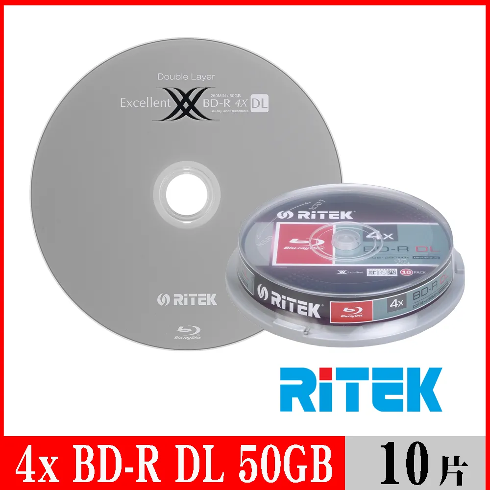 RiTEK 錸德 4x BD-R DL 藍光燒錄片 50GB 原廠10片裝 歷史價格詳細信息