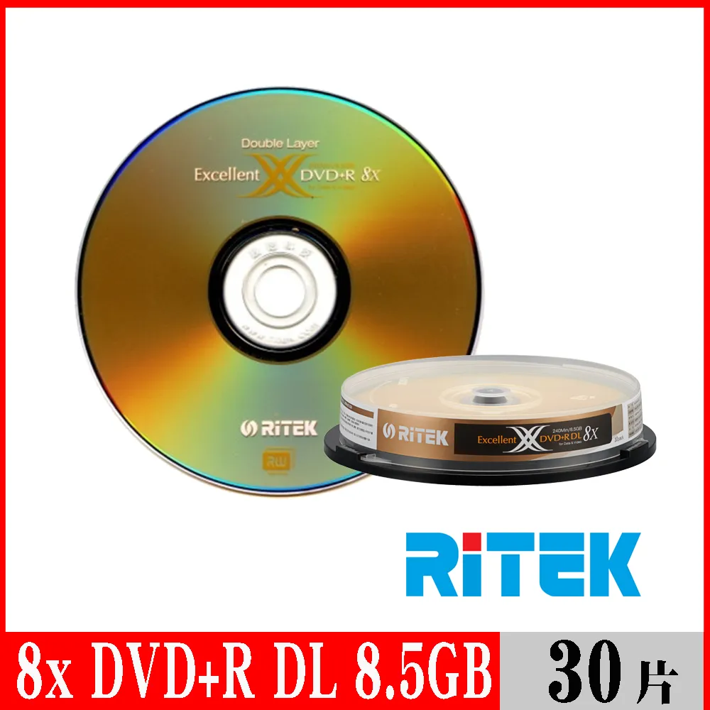 Ritek錸德 8X DVD+ RDL 8.5GB 30片 + 三菱雙頭筆一支 歷史價格詳細信息
