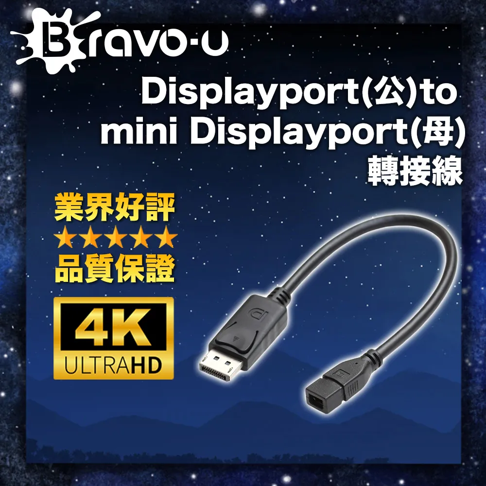 Bravo-u Displayport(公)to mini Displayport(母)轉接線15cm(黑) 歷史價格詳細信息