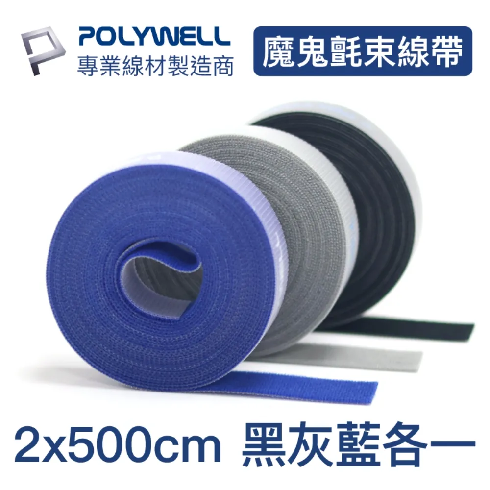 POLYWELL 魔鬼氈束線帶 藍色 2x500cm/ 同色三入 歷史價格詳細信息