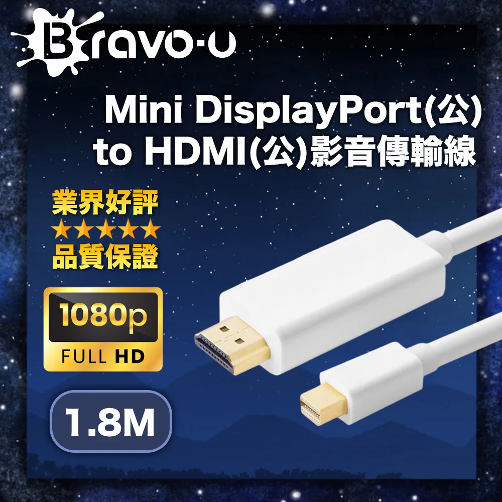 Bravo-u Mini Displayport to HDMI視訊傳輸線(2入組) 歷史價格詳細信息