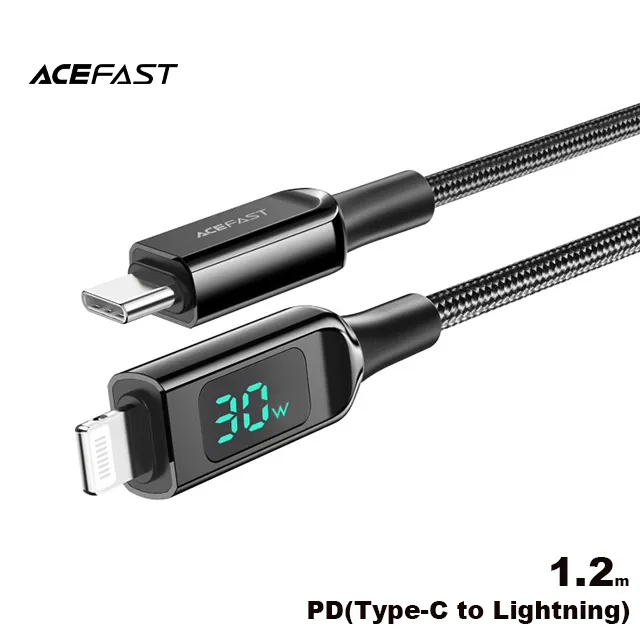 ACEFAST 鋁合金編織PD充電數據線-C4-01-黑色 Lightning 1.8M 30W 充電線 數據線 鋁合金 歷史價格詳細信息