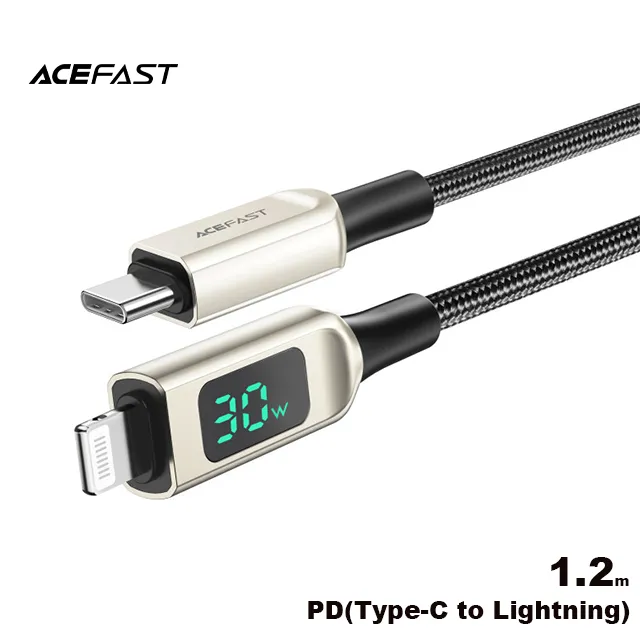ACEFAST 鋁合金編織PD充電數據線-C4-01-黑色 Lightning 1.8M 30W 充電線 數據線 鋁合金 歷史價格詳細信息