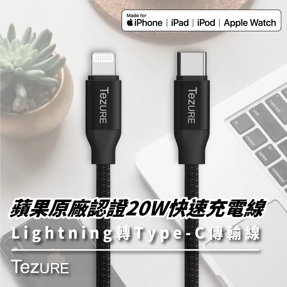 【TeZURE】蘋果Type-C充電傳輸線100W公對公黑色1米 歷史價格詳細信息