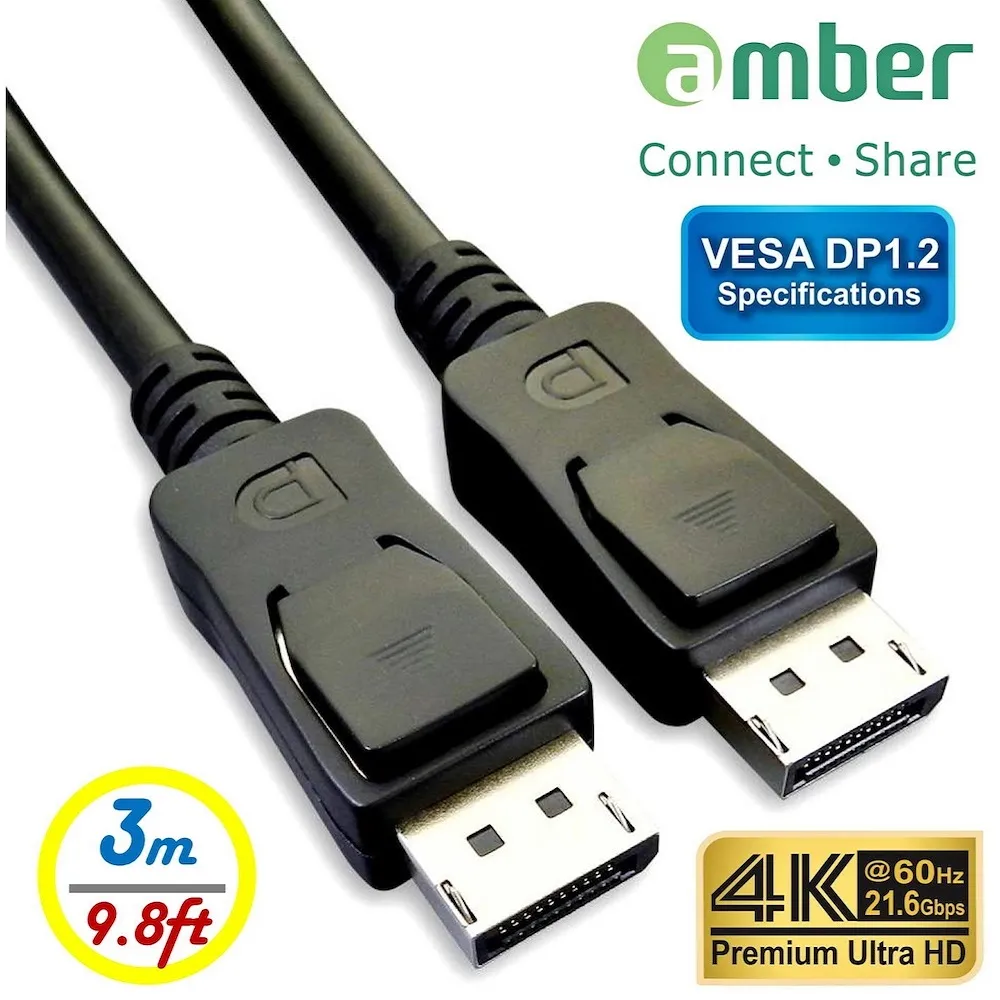 amber VESA DisplayPort 1.2 Specifications.DP male to DP male;3m（9.8ft） 歷史價格詳細信息
