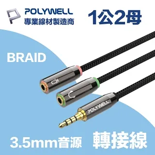 POLYWELL 3.5mm AUX音源分享線 一分二 1公2母 BRAID版 25公分 歷史價格詳細信息