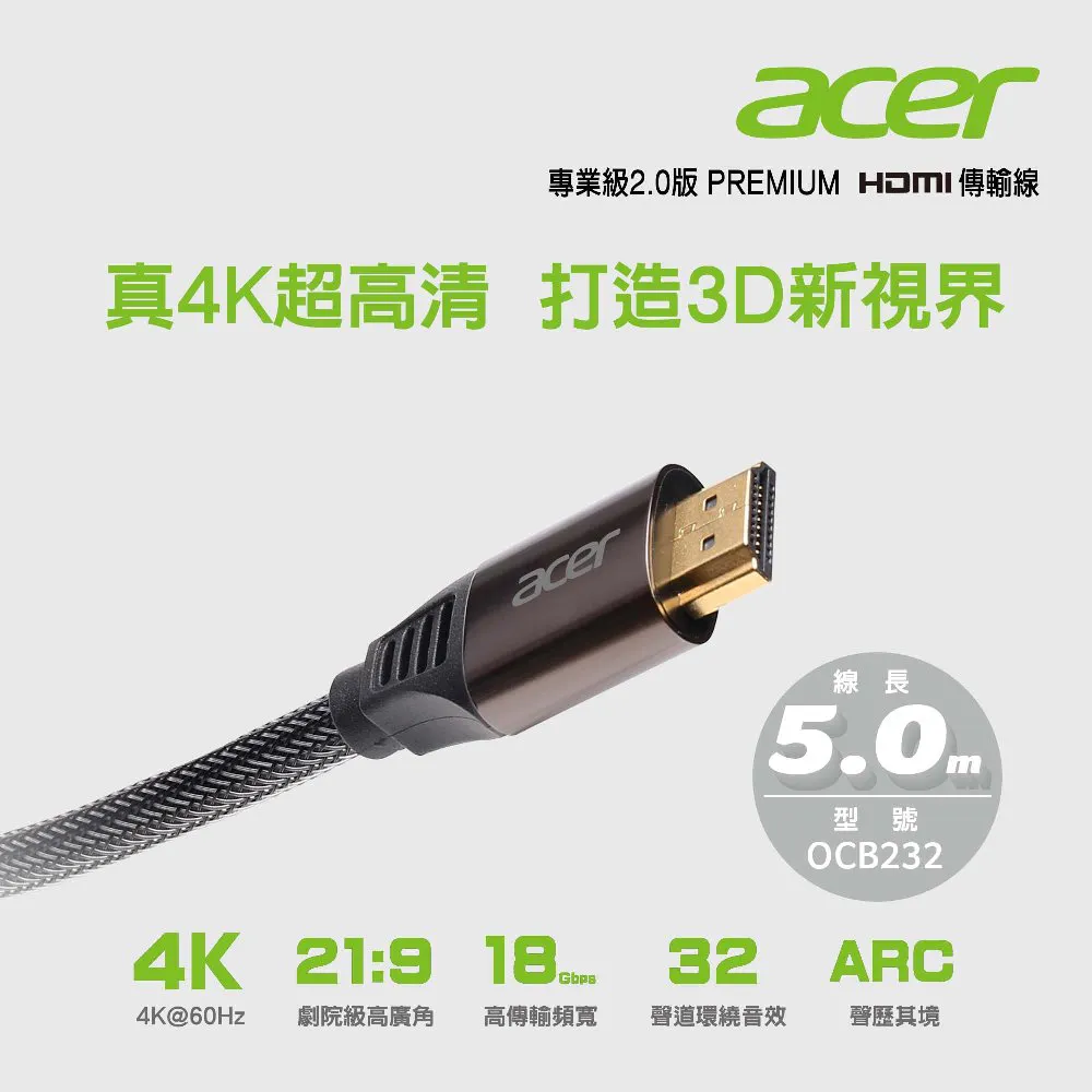 ACER 專業級真8K2.1版HDMI傳輸線5.0M OCB242 歷史價格詳細信息
