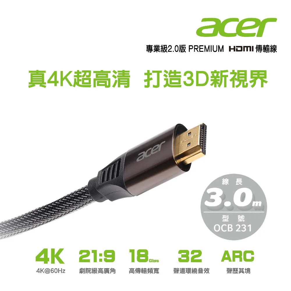 ACER 專業級真8K2.1版HDMI傳輸線5.0M OCB242 歷史價格詳細信息