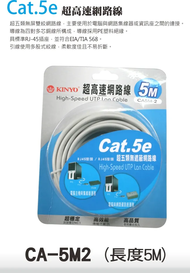 【KINYO】Cat.5e超高速網路線(1.2M) CA-1M2 歷史價格詳細信息