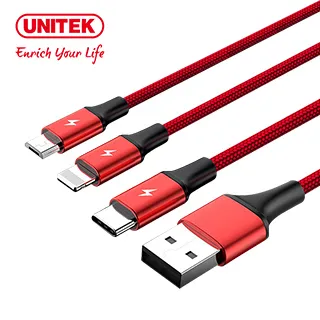 UNITEK Lightning/ Micro USB/ Type-C 鋁合金三合一編織充電線1.2M(黑色) 歷史價格詳細信息
