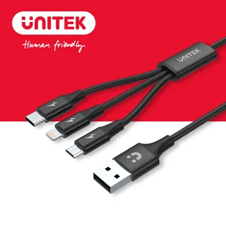 UNITEK Lightning/ Micro USB/ Type-C 鋁合金三合一編織充電線1.2M(黑色) 歷史價格詳細信息