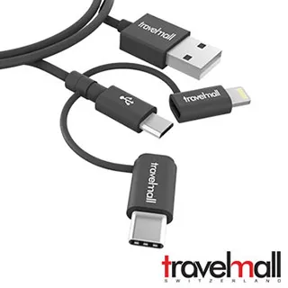 Travelmall 3in1 數據傳輸/快充線 USB to M+L+C 黑 紅 充電線 快充 [現貨] 歷史價格詳細信息