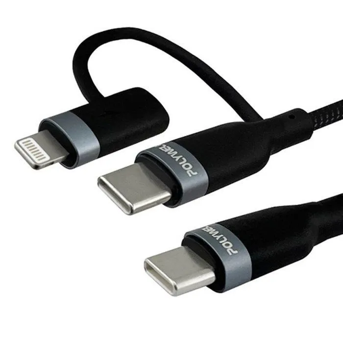 【珍愛頌】寶利威爾 二合一PD編織快充線 USB-C+Lightning 1米~2米 適用安卓蘋果 POLYWELL 歷史價格詳細信息