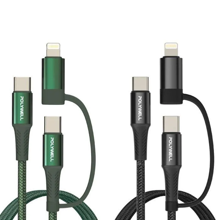 【珍愛頌】寶利威爾 二合一PD編織快充線 USB-C+Lightning 1米~2米 適用安卓蘋果 POLYWELL 歷史價格詳細信息