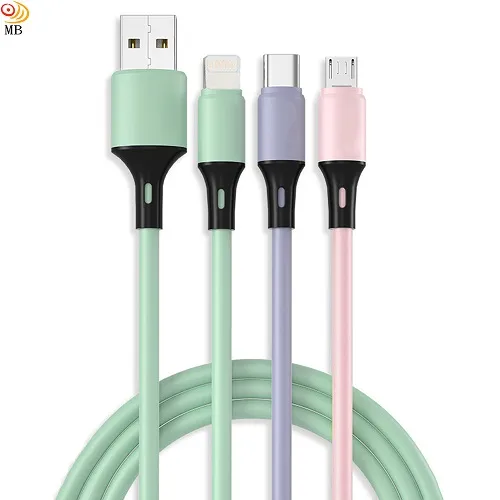 三合一液態矽膠快充一拖三數據線適用安卓type-c手機 充電線 歷史價格詳細信息