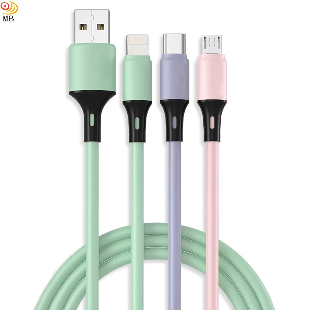 三合一液態矽膠快充一拖三數據線適用安卓type-c手機 充電線 歷史價格詳細信息