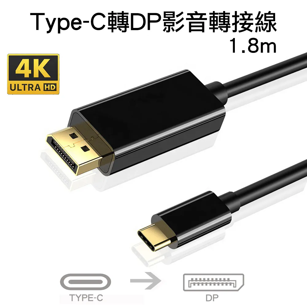 USB 3.1 Type-C(公) 轉 DP(DisplayPort) 4K高畫質影音訊號轉接線 1.8M 歷史價格詳細信息