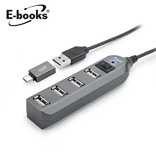 E-books H17 節能開關4孔USB-Hub集線器贈Type C轉接頭 現貨 廠商直送 歷史價格詳細信息