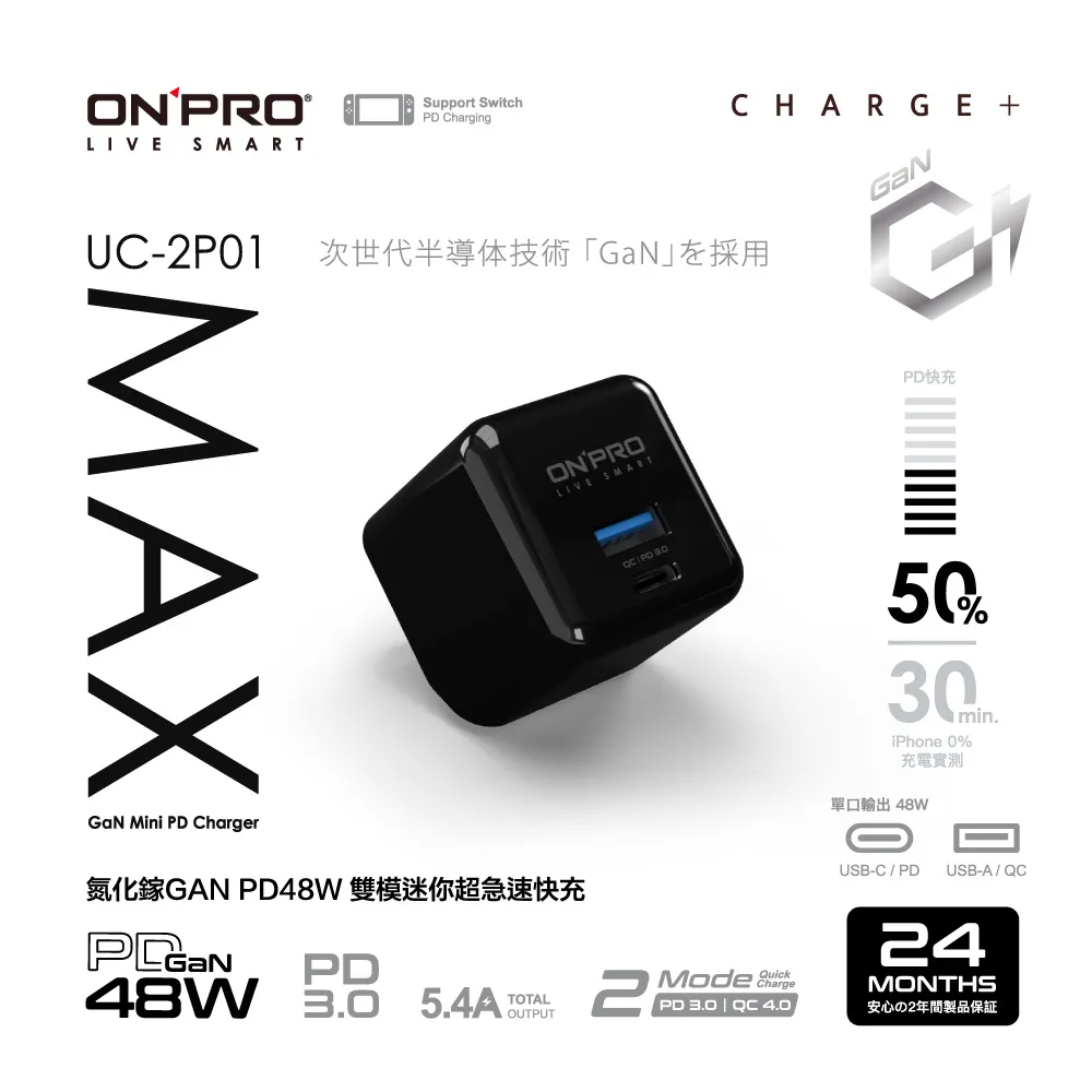 ONPRO UC-2P01 GAN 48W 第四代氮化鎵超急速充電器【Max版-天峰藍】 歷史價格詳細信息