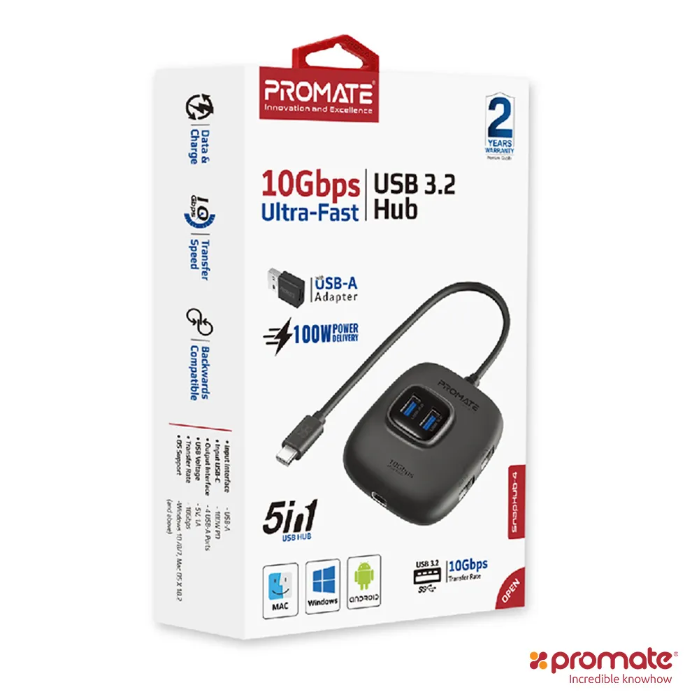 Promate 5合1 USB 3.2 (4埠) Hub 高速集線器(SnapHub-4) 歷史價格詳細信息