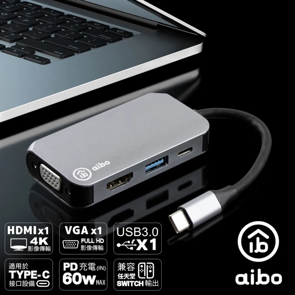 aibo EX4 Type-C 鋁合金四合一影像擴充器(VGA/HDMI)(買1送1) 歷史價格詳細信息