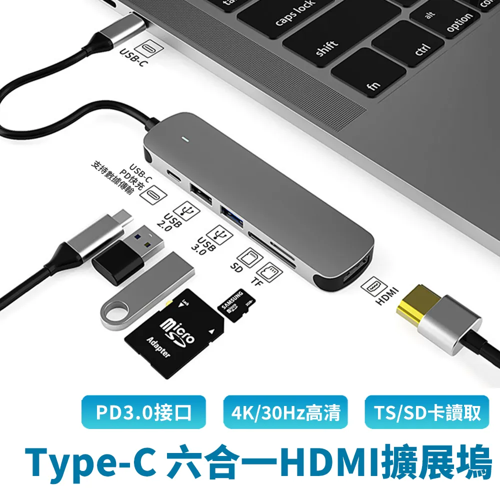 Sily Type-C 六合一擴展塢 PD3.0充電 HUB轉換器 HDMI轉接器 USB2.0 USB3.0集線器 歷史價格詳細信息