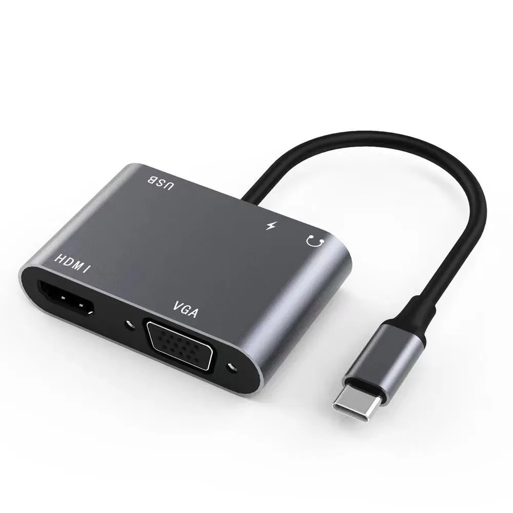 TYPE-C TO HDMI 4K +VGA+USB+PD充電+3.5mm音源 5合1影音轉接器 歷史價格詳細信息