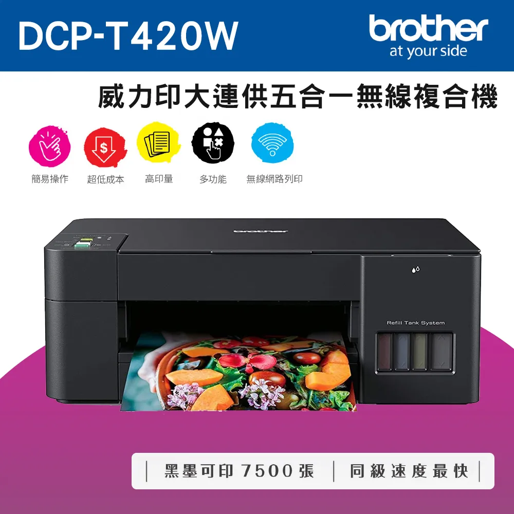 Brother DCP-T420W 威力印大連供五合一無線複合機+Brother BTD60BK 原廠黑色墨水X1 歷史價格詳細信息