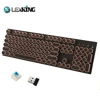Lexking 機械式復古打字機USB有線鍵盤 LKB-7319 Cherry青軸/古銅色字鍵/繁體中文) 歷史價格詳細信息