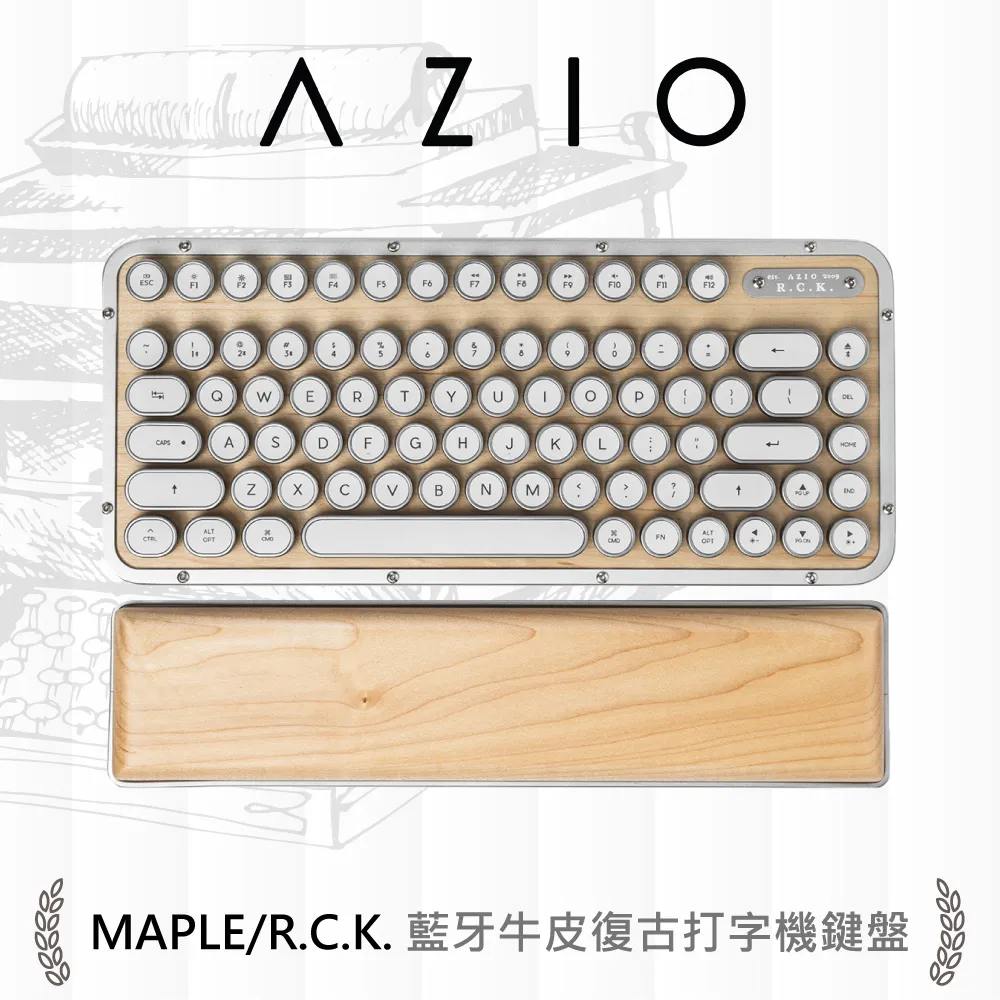 AZIO R.C.K. ARTISAN 短版 無線藍芽牛皮復古打字機鍵盤 無線 中文 歷史價格詳細信息