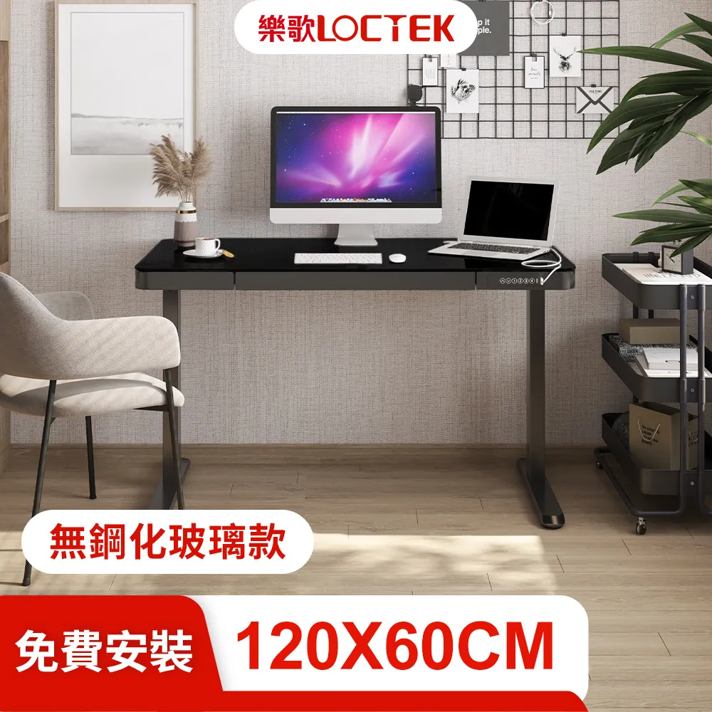 樂歌Loctek 人體工學 智慧記憶電動升降桌 ET200-鋼化玻璃款 120*60cm 黑白2色可選 歷史價格詳細信息
