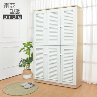 Birdie南亞塑鋼-4尺六門塑鋼百葉高鞋櫃(白橡色+白色) 歷史價格詳細信息