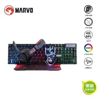 【MARVO魔蠍】CM409 中文注音版 四合一電競套包 RGB鍵盤滑鼠耳機滑鼠墊 4段dpi 樂維原廠公司 歷史價格詳細信息