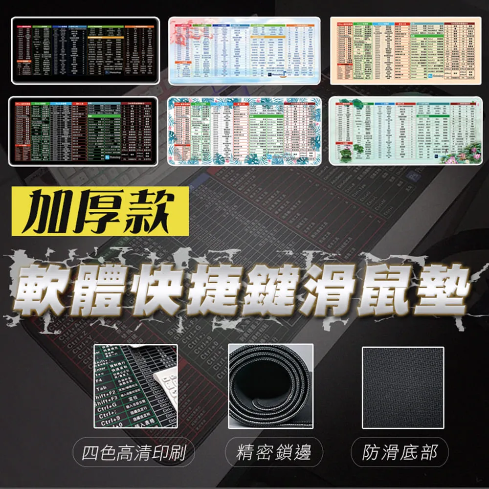 加厚滑鼠墊 快捷鍵辦公/設計軟體 Office Cad Ps AI PPT Word Excel 桌墊 止滑 歷史價格詳細信息