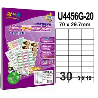 彩之舞 進口亮面噴墨標籤 56格直角 U4273G-20*2包 歷史價格詳細信息