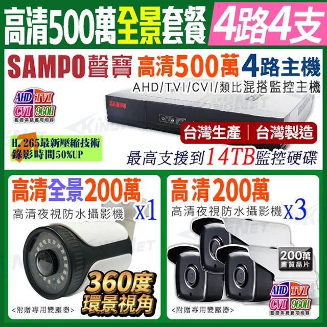聲寶 500萬 4路4支 監控主機套餐 TWEX3-4 歷史價格詳細信息