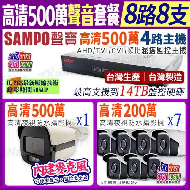 聲寶 500萬 聲音 4路2支 200萬 4路監控套餐 DR-TWEX3-4 歷史價格詳細信息