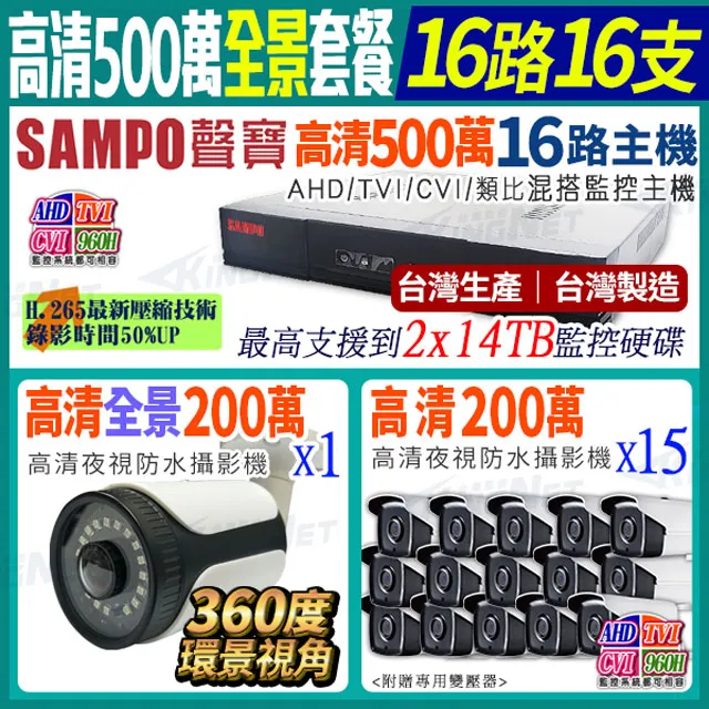 聲寶 500萬 環景 4路4支 監控套餐 歷史價格詳細信息