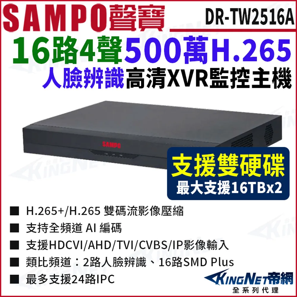 SAMPO 聲寶 H.265 16路 智慧型 五合一 XVR 錄影主機 歷史價格詳細信息