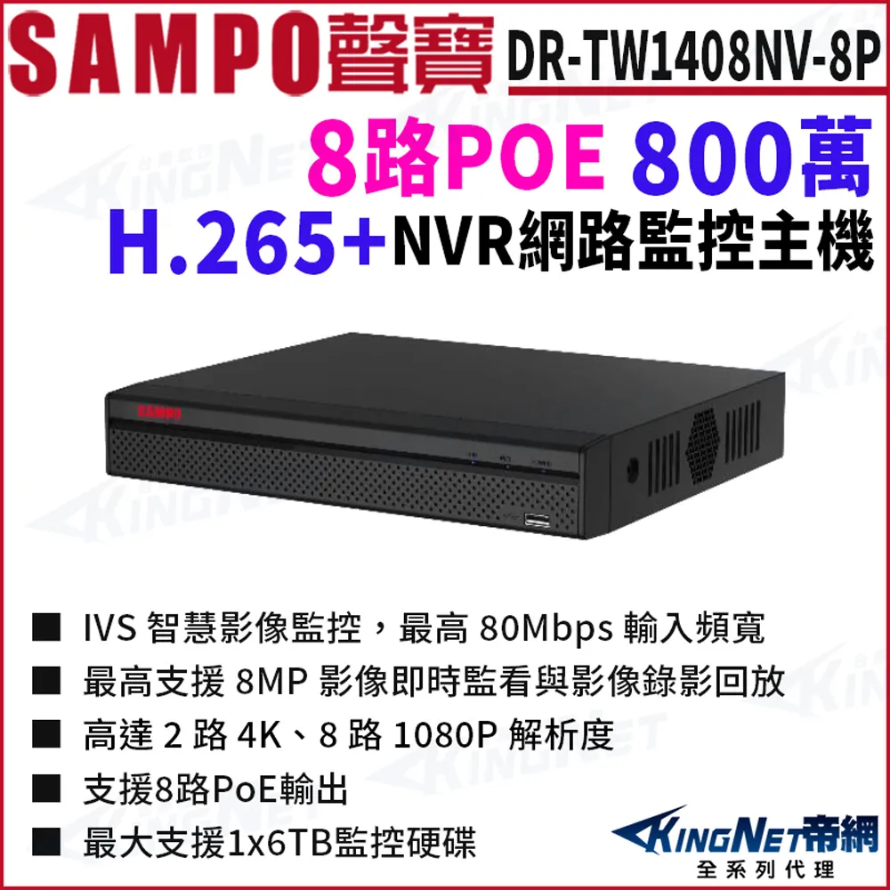 SAMPO 聲寶 800萬 DR-TW1404NV 4路 H.265 4K 專業智慧型 NVR 錄影主機 歷史價格詳細信息