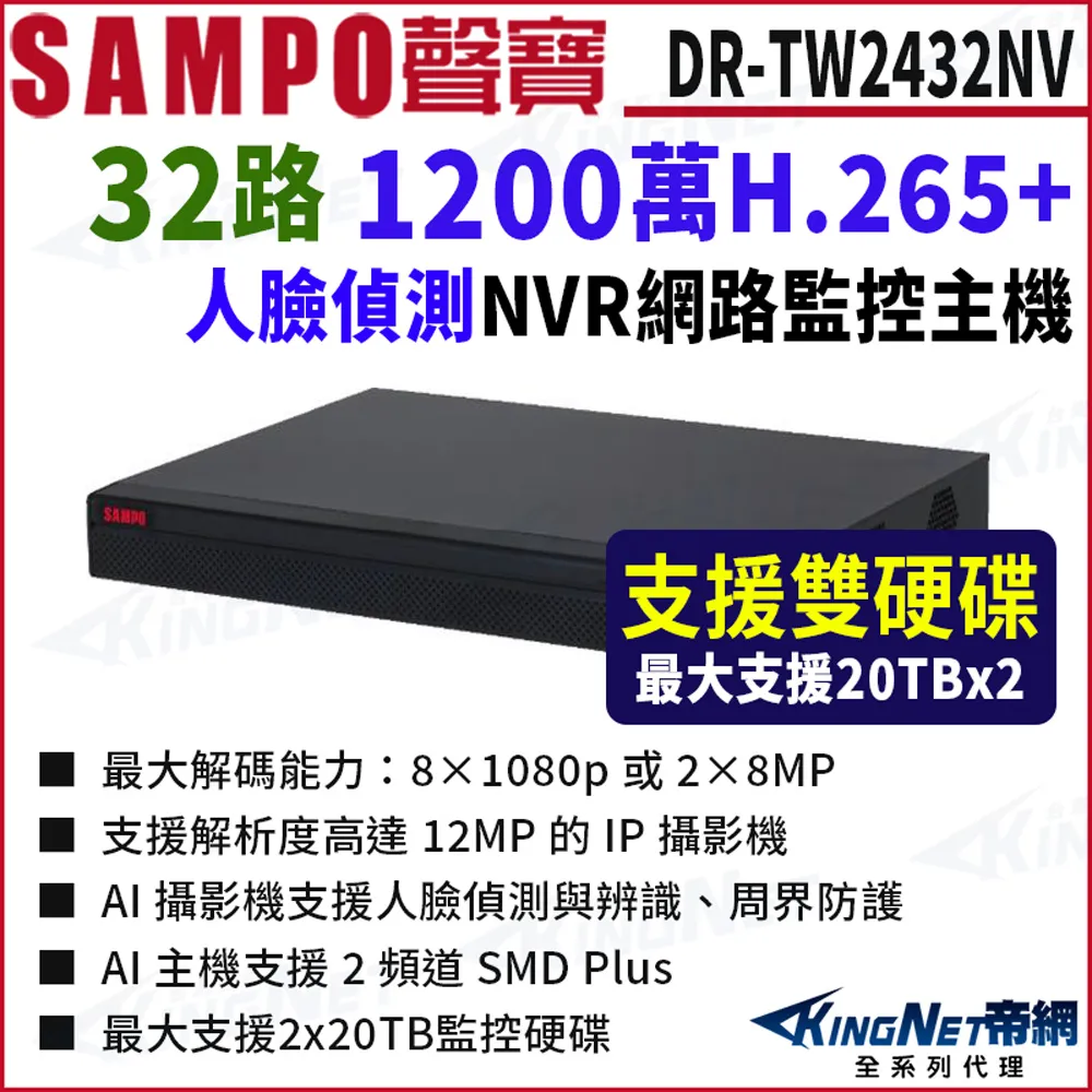 SAMPO 聲寶 800萬 DR-TW1404NV 4路 H.265 4K 專業智慧型 NVR 錄影主機 歷史價格詳細信息