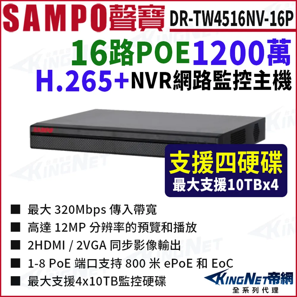 SAMPO聲寶 DR-TW2516NV 16路 1200萬 4K NVR 雙硬碟 網路NVR監控主機 歷史價格詳細信息