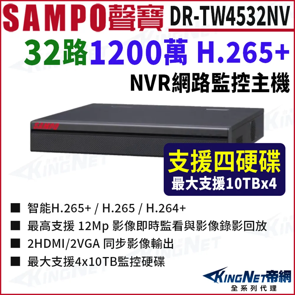 SAMPO聲寶 DR-TW2532NV 32路 1200萬 4K NVR 雙硬碟 網路NVR監控主機 歷史價格詳細信息