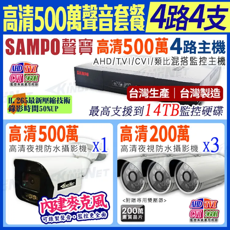 聲寶 500萬 聲音 4路2支 200萬 4路監控套餐 DR-TWEX3-4 歷史價格詳細信息